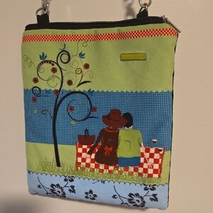 Colorful Shoulder Bag with Picnic Design